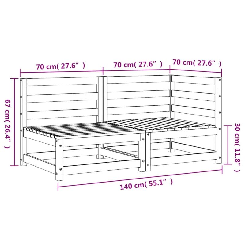 vidaXL divvietīgs dārza dīvāns, Duglasa egles masīvkoks