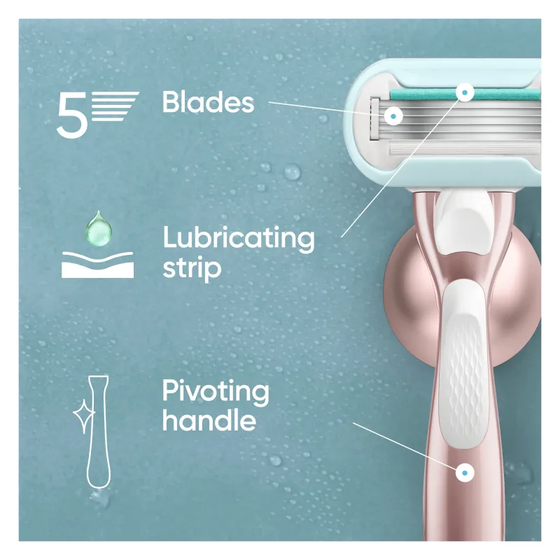 Gillette Venus Deluxe Smooth Sensitive Rosegold Skuveklis + 9 Skuvekļa Galviņas