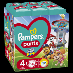 Pampers Pants Paw Patrol Autiņbiksītes, Izmērs 4, 144 Autiņbiksītes, 9-15kg