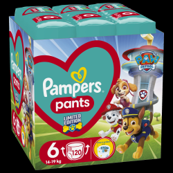 Pampers Pants Paw Patrol Autiņbiksītes, Izmērs 6, 120 Autiņbiksītes, 14-19kg