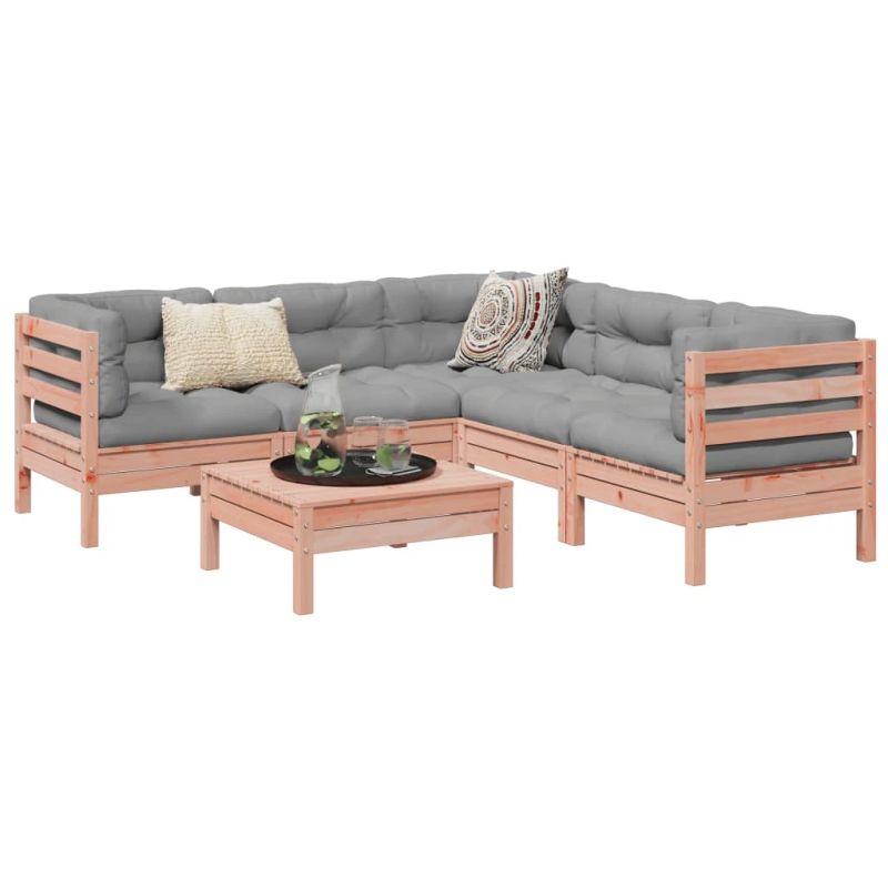 vidaXL 6-daļīgs dārza dīvānu komplekts, matrači, egles masīvkoks