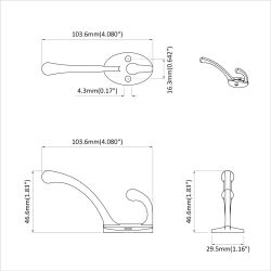 vidaXL Apģērbu āķis 346 pcs Melna 102 x 29 x 47mm Cinka sakausējums