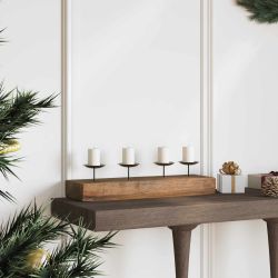 vidaXL Sveču turētājs Dabiska 50 x 15 x 10 cm Masīvs tīkkoks
