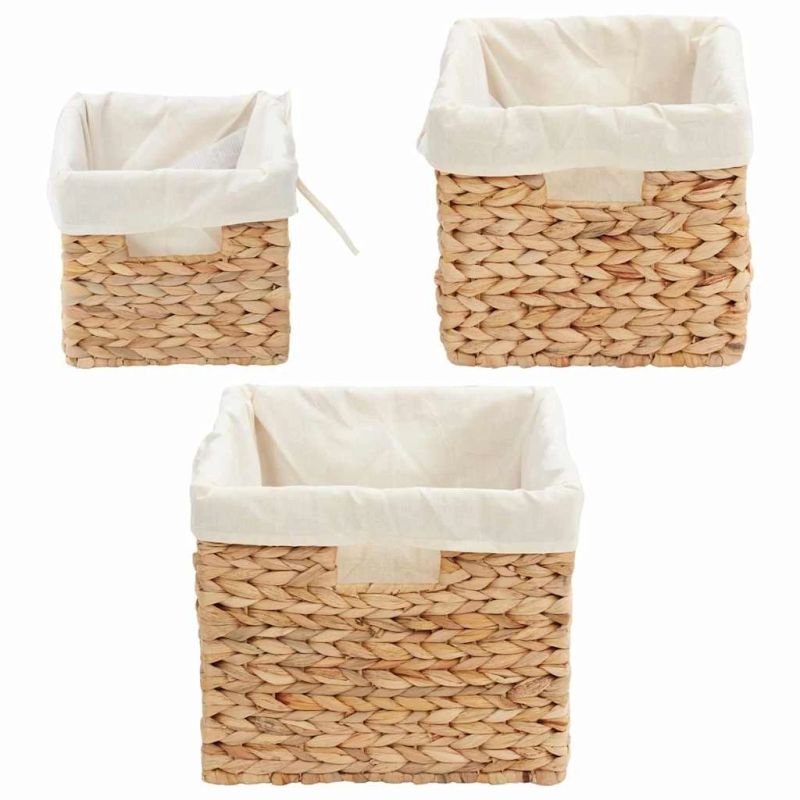 vidaXL Glabāšanas grozi 3 pcs Dabiska 35 x 30 x 25 cm Ūdens hiacintes