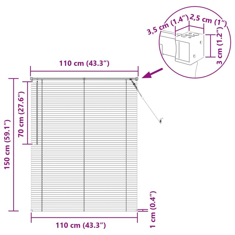 vidaXL Venēcijas žalūzija Gaiši brūna ar rakstu 150 x 110 cm PVC