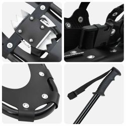 vidaXL 3 in 1 sniega kurpes ar pārgājienu nūjām Melna 21 collas