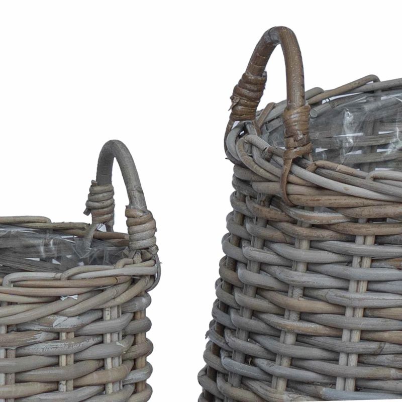vidaXL Stādītāju grozs ar uzglabāšanu 2 pcs Pelēka Lacak rattan