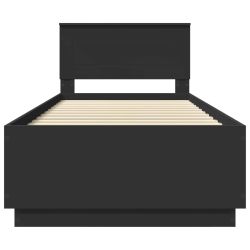 vidaXL Gultas rāmis Melna 90 x 200 cm Inženierijas koks