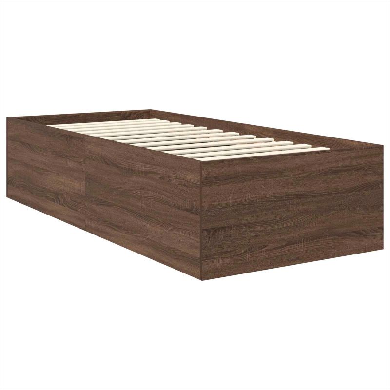 vidaXL Gultas rāmis Brūns ozols 90 x 190 cm Inženierijas koks