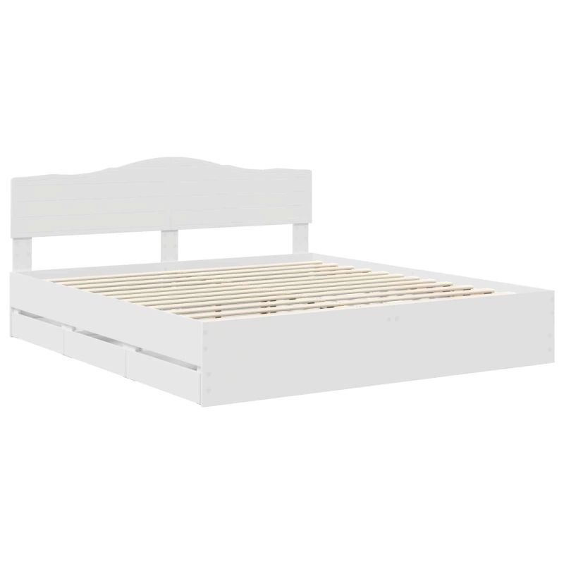 vidaXL Gultas rāmis ar atvilktni Balts 180 x 200 cm Inženieru koks