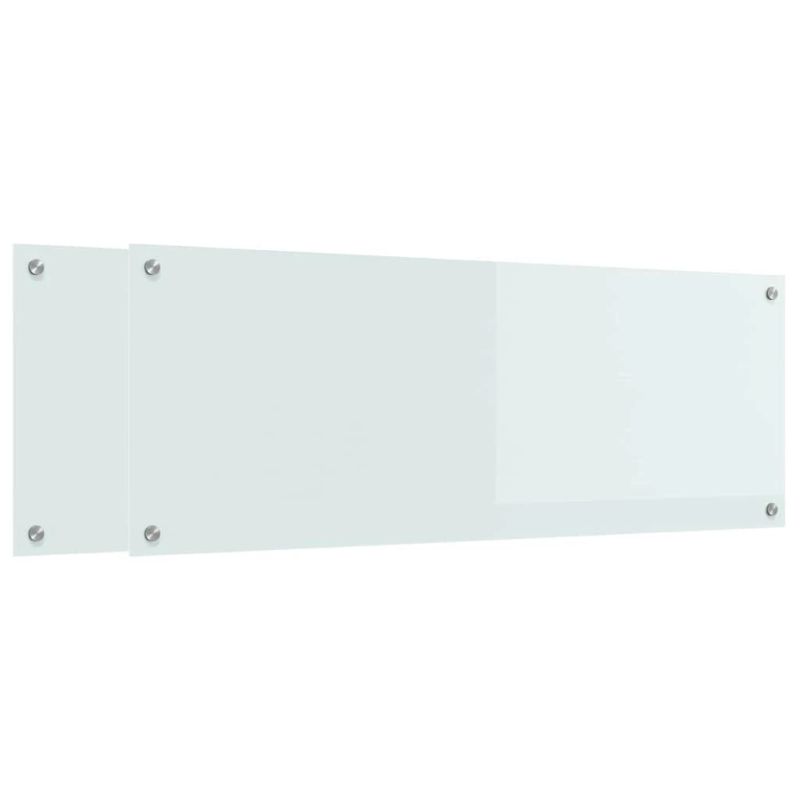 vidaXL Virtuves aizsargpanelis 2 pcs Balts 110 x 40 cm rūdīts stikls
