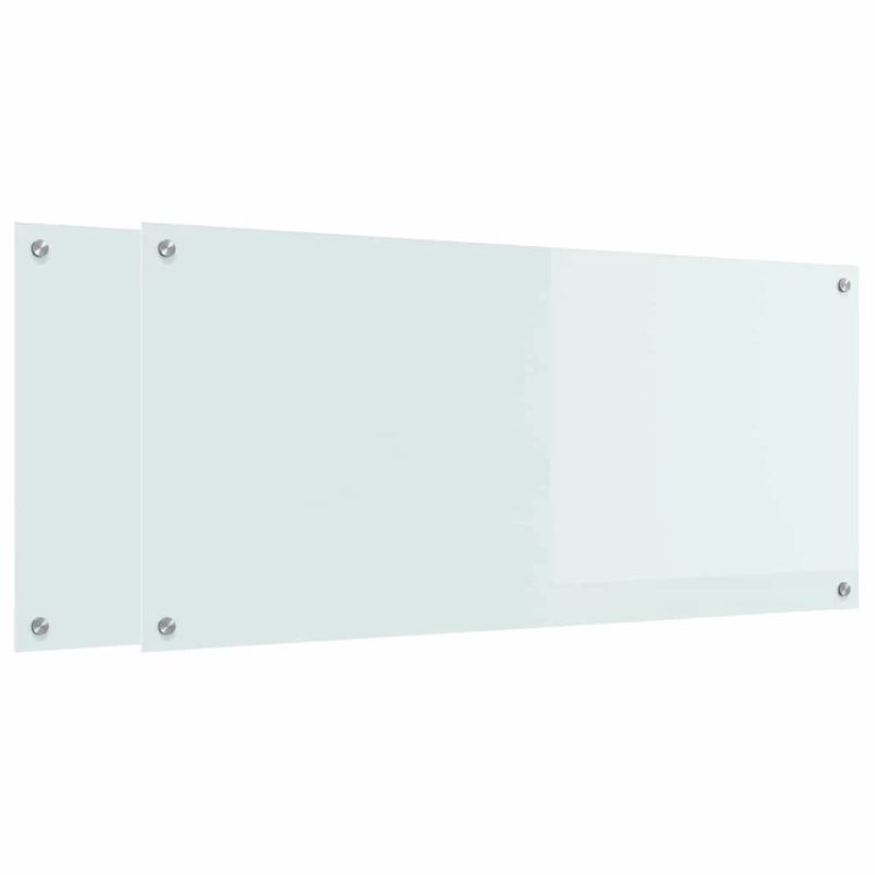 vidaXL Virtuves aizsargpanelis 2 pcs Balts 110 x 50 cm rūdīts stikls