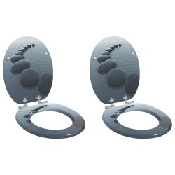 vidaXL Tualetes sēdeklis 2 pcs Pelēka 44 x 38 cm MDF plāksne