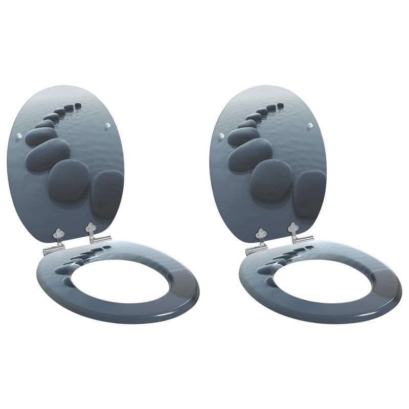 vidaXL Tualetes sēdeklis 2 pcs Pelēka 44 x 38 cm MDF plāksne