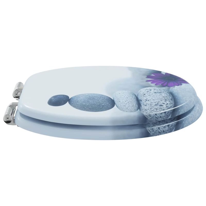 vidaXL Tualetes sēdeklis Pelēka 44 x 38 cm MDF plāksne