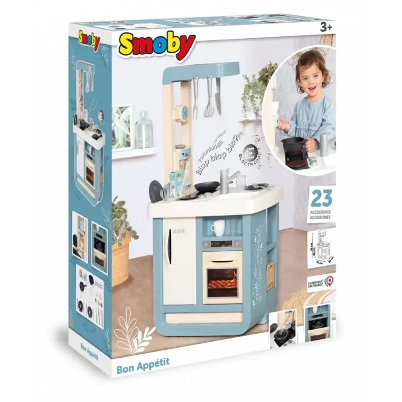 Rotaļu virtuve Smoby Bon Appetit Kitchen, balta krās.-zila krās.-bēša krās.