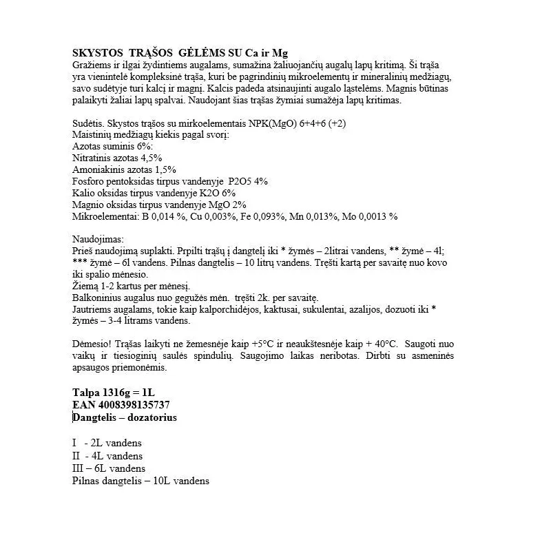 Mēslojums universāls, ziediem Compo, šķidrums, 1 l