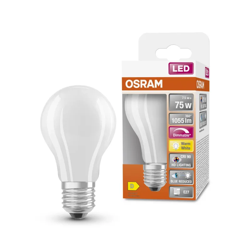 Spuldze Osram LED, A75, 2700 °K, E27, 7.5 W, 1055 lm