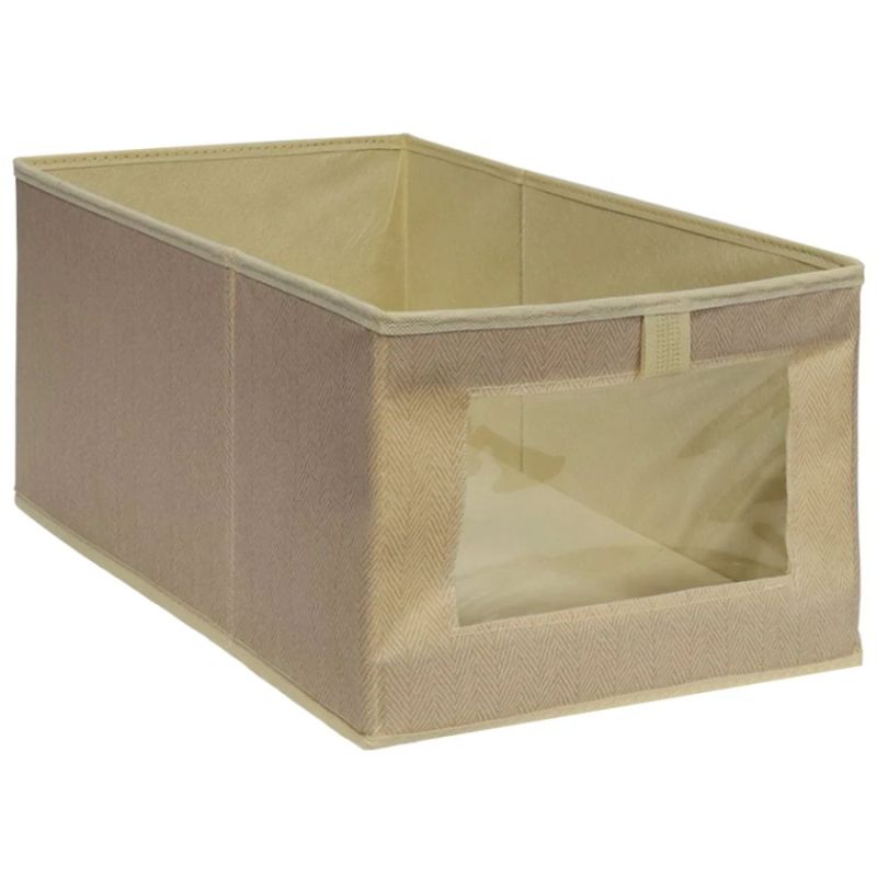 Uzglabāšanas kaste 40x25x20cm ar logu, bēša