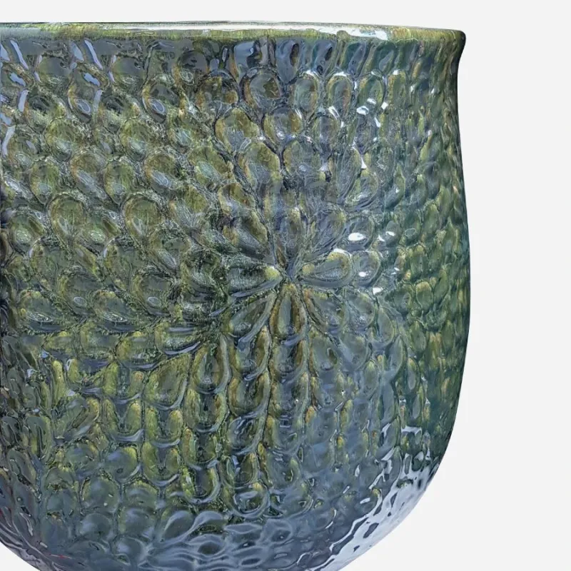 Puķu pods Domoletti OP18-021_M, keramika, melna krās.-zaļa krās.