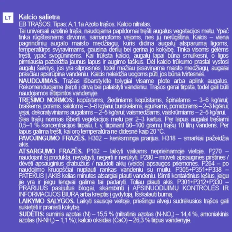 Mēslojums augu apsakņošanai, augu augšanai, augu saķņošanai Garden Center Calcium Saltpetre, lielam apjomam, 2 kg