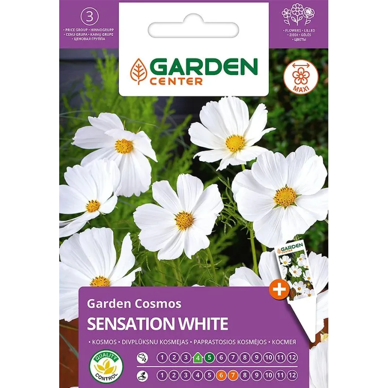 Sēklas Garden Center kosmejas SENSATION WHITE, 1 g