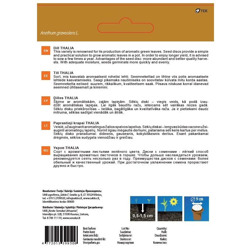 Sēklas garšv. dilles thalia d8 5g