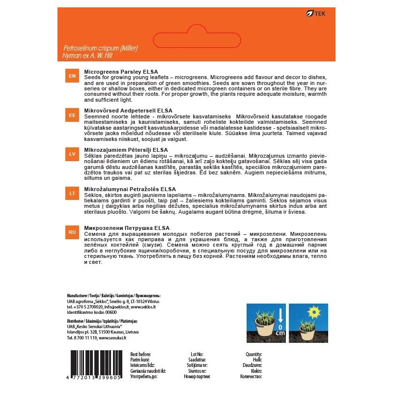 Sēklas garšv. diedz. pētersīļi elsa 10g