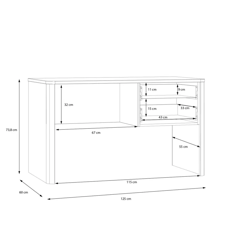 Rakstāmgalds ar atvilktnēm Domoletti OGXB2111R-M642, balta