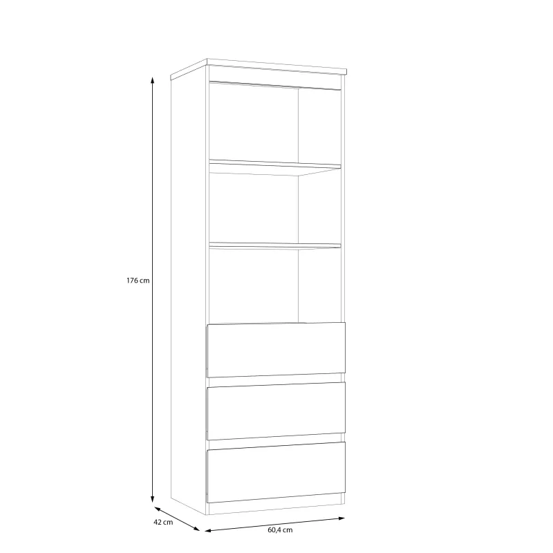 Plaukts balta 42x60.4x176