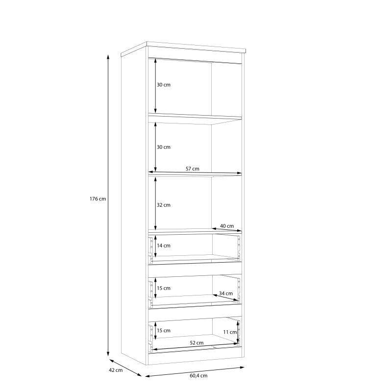 Plaukts balta 42x60.4x176
