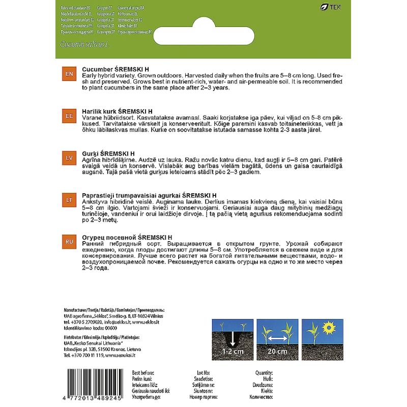 Sēklas dārzeņu kornišonu sremski 2g