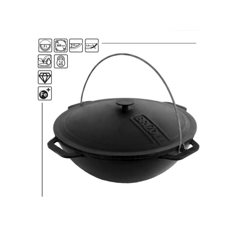 Katls-kazans ar vāku no čuguna 8l