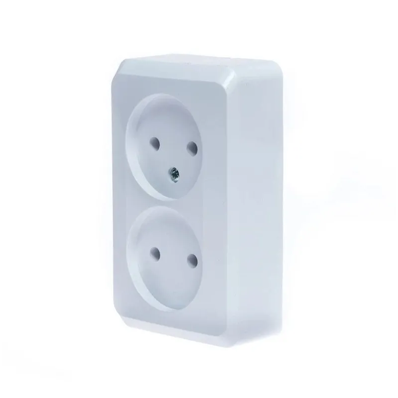 Dubultā kontaktligzda Schneider Electric Prima WDE001040, rozete bez zemējuma, balta