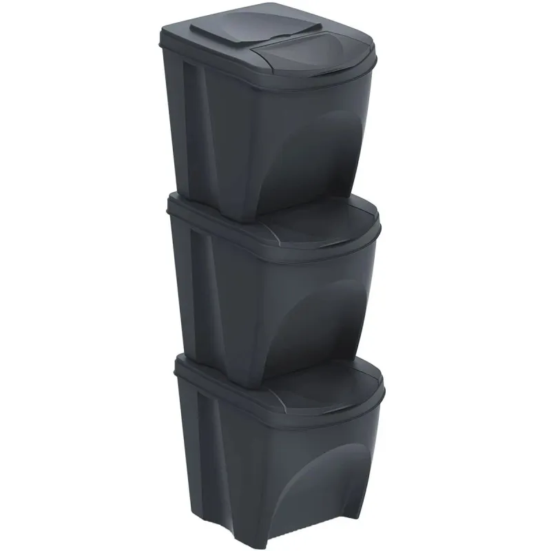 Āra atkritumu tvertne Prosperplast Sortibox, melna, 3x25 l
