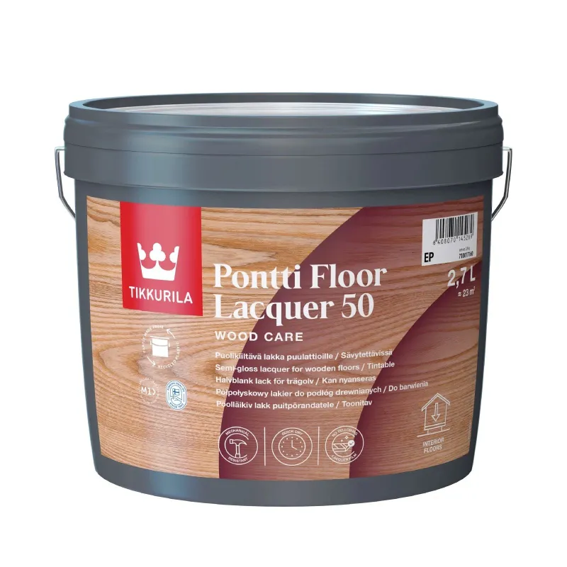 Laka, pus-spīdīgs Tikkurila Pontti Floor Laquer 50, 2.7 l