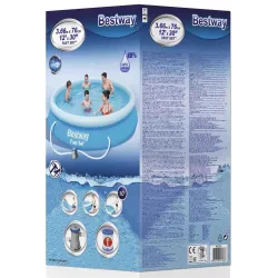 Baseins, piepūšams Bestway Fast Set 57274 with water filtration pump, zila krās., 366 x 76 cm