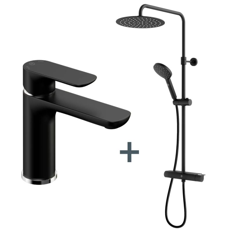 Dušas kompl.ar maisīt.izlietn.gb melns