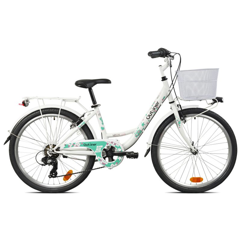 Velosipēds pilsētas Outliner, 24 , balta-zaļa-rozā