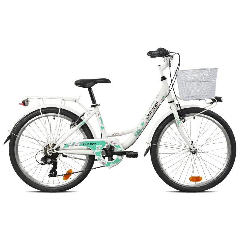 Velosipēds pilsētas Outliner, 24 , balta-zaļa-rozā