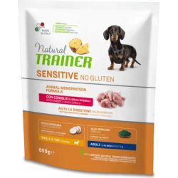 Nt dog sensitive no gluten adult mini rabbit 800 g - pilnvērtīga bez glutēna ar truša gaļu un pilngraudu graudaugiem mazu-ļoti