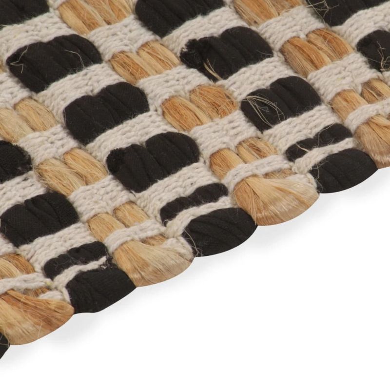 vidaXL džutas vannasistabas paklāju komplekts, audums, dabīgs un melns