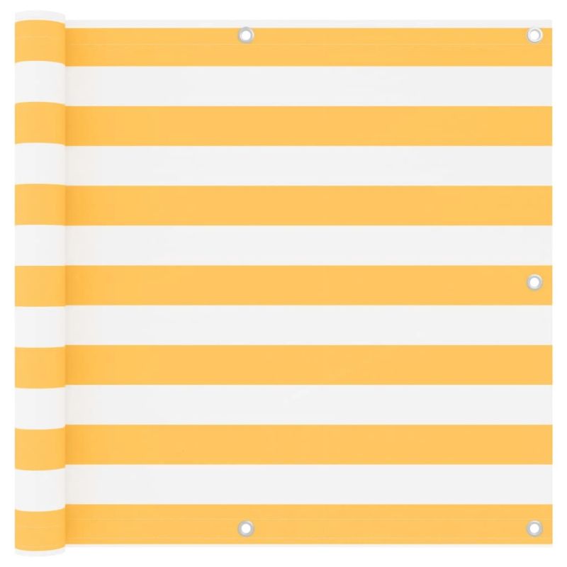 vidaXL balkona aizslietnis, 90x300 cm, balts un dzeltens audums