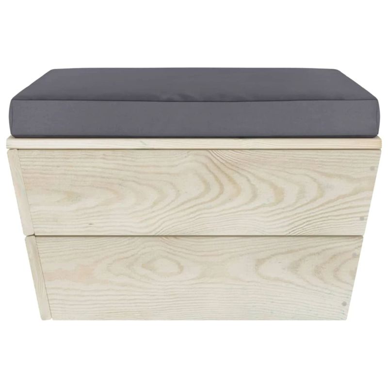 vidaXL dārza palešu soliņš ar matraci, impregnēts egles koks