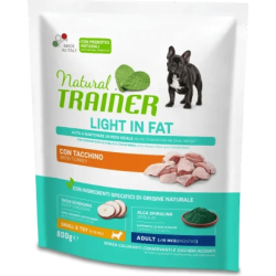 NATURAL TRAINER DOG ADULT WEIGHT CARE SMALL&TOY TURKEY 0,8 KG - Pilnvertīga sausā barība ar tītaru svara kontrolei pieaugušiem