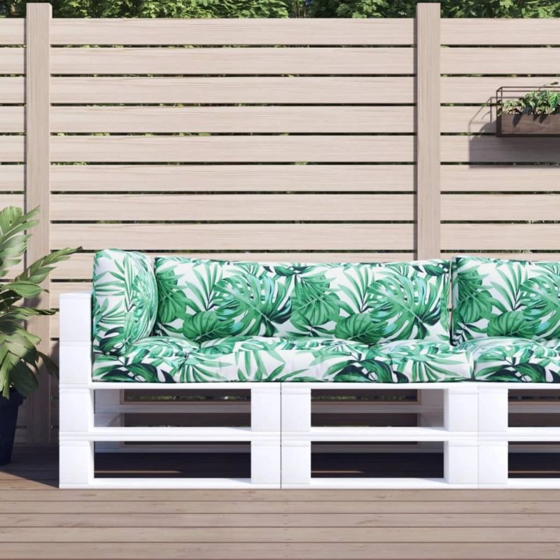 vidaXL palešu matrači, 3 gab., audums ar lapu apdruku