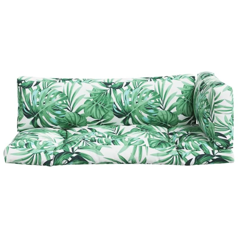 vidaXL palešu matrači, 3 gab., audums ar lapu apdruku