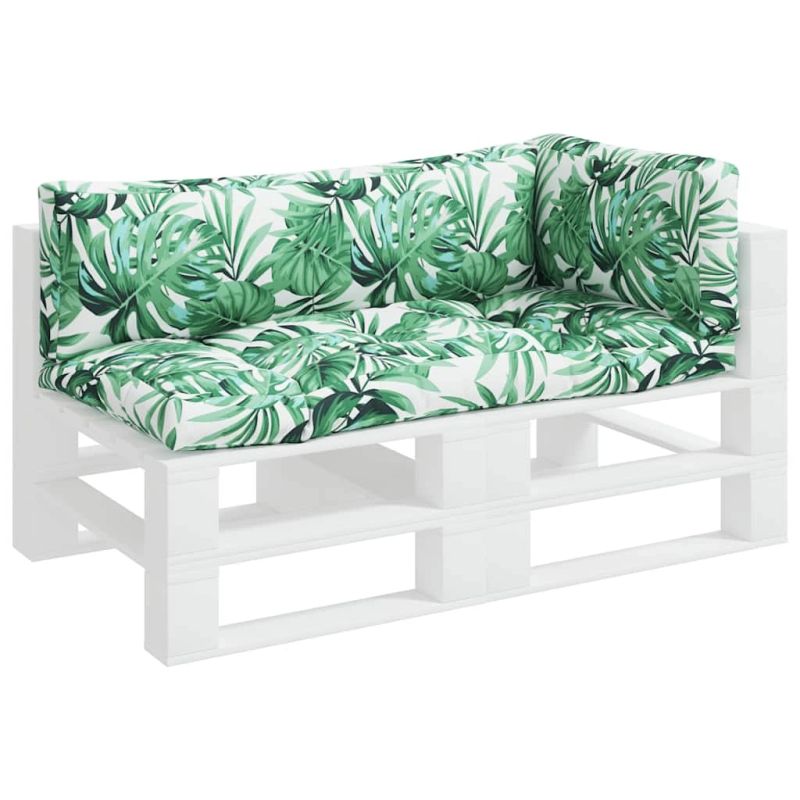 vidaXL palešu matrači, 3 gab., audums ar lapu apdruku