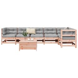 vidaXL 7-daļīgs dārza dīvānu komplekts, egles masīvkoks