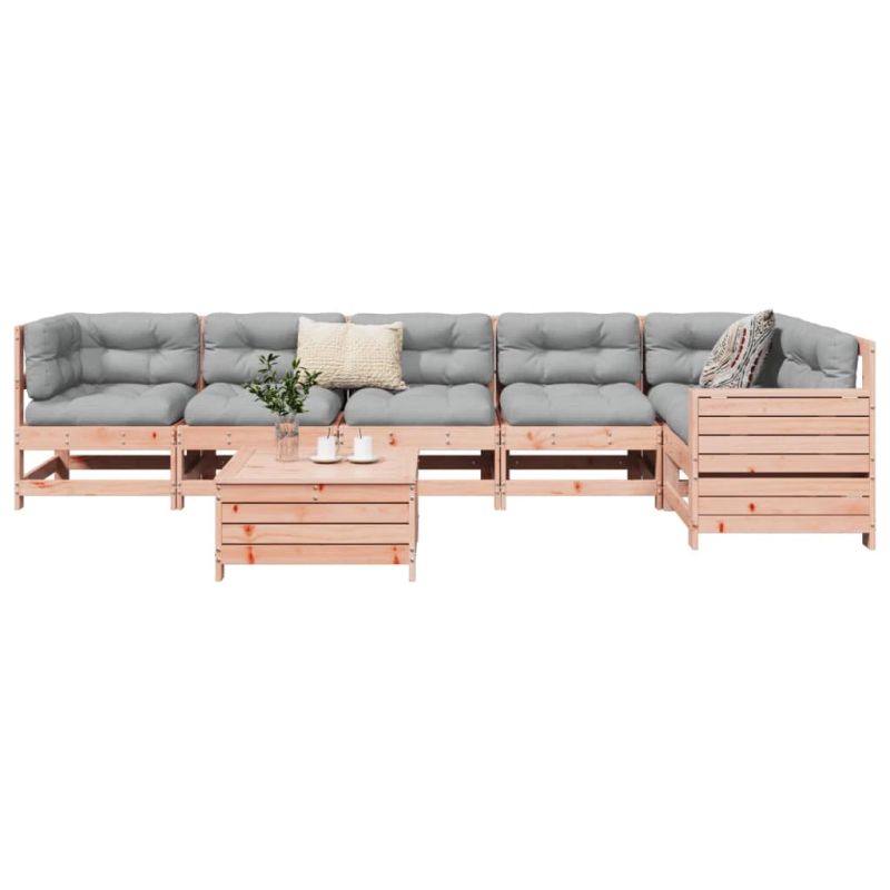 vidaXL 7-daļīgs dārza dīvānu komplekts, egles masīvkoks